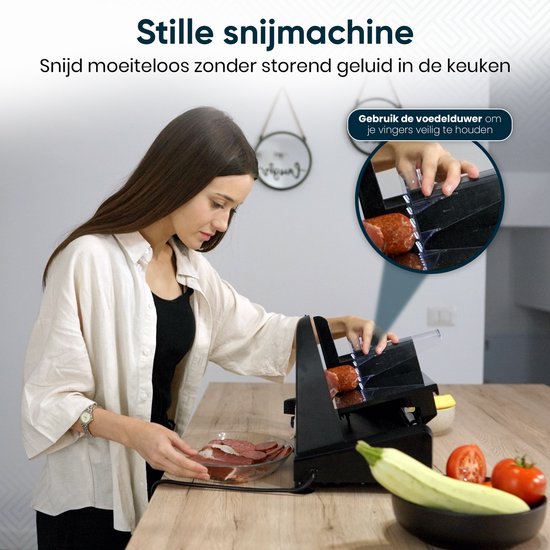 Fleau Kitchen Snijmachine - Inclusief 2x RVS Snijblad - Broodsnijmachine - Vleessnijmachine - Allessnijder - Elektrisch - Krachtig