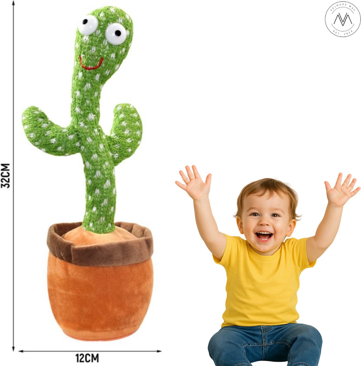 Velours Max® - Dansende Cactus - Interactieve Pratende Knuffel - TikTok - Dancing - 120 Liedjes - Recorder - Kinderen - Baby - Pluche - Speelgoed - Speelgoed 2 Jaar - Speelgoed 1 Jaar - Kinderspeelgoed - Knuffel - Knuffels - — afbeelding 11