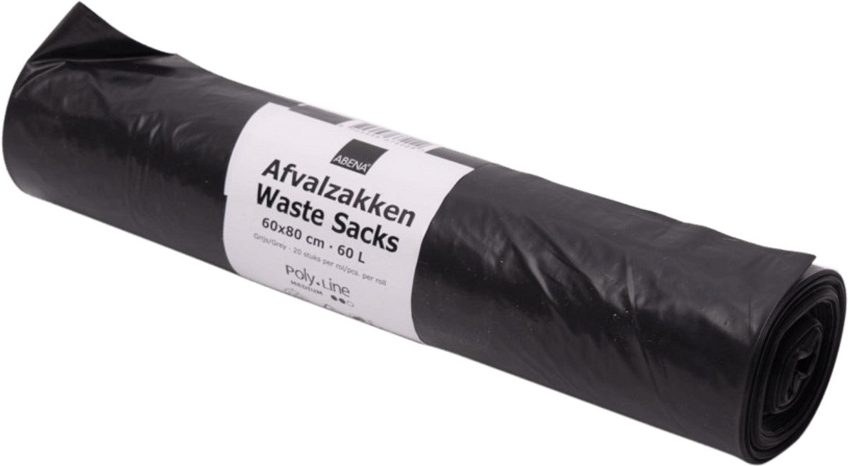 LDPE Vuilniszak – Grijs – 60 x 80 cm – T50 / 38 micron – 100% Gerecycled – 18 rollen per doos
