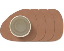 LIND DNA Onderzetters Nupo - Leer - Old Rose - 13 x 11 cm - 4 Stuks