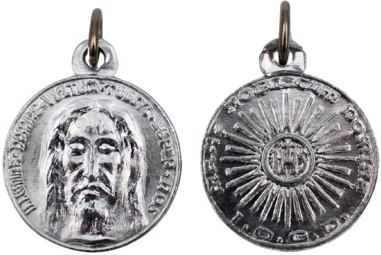 Medaillon du Saint-Face en Argent - Pendentif catholique italien - Bijou en aluminium 18 mm - Handgemaakt en Italie