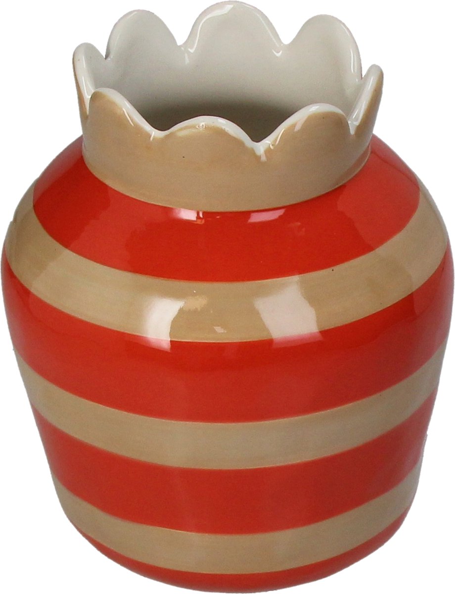 HD Collection Vaas Strepen Aardewerk 14,3x14,3x17,5cm Multi