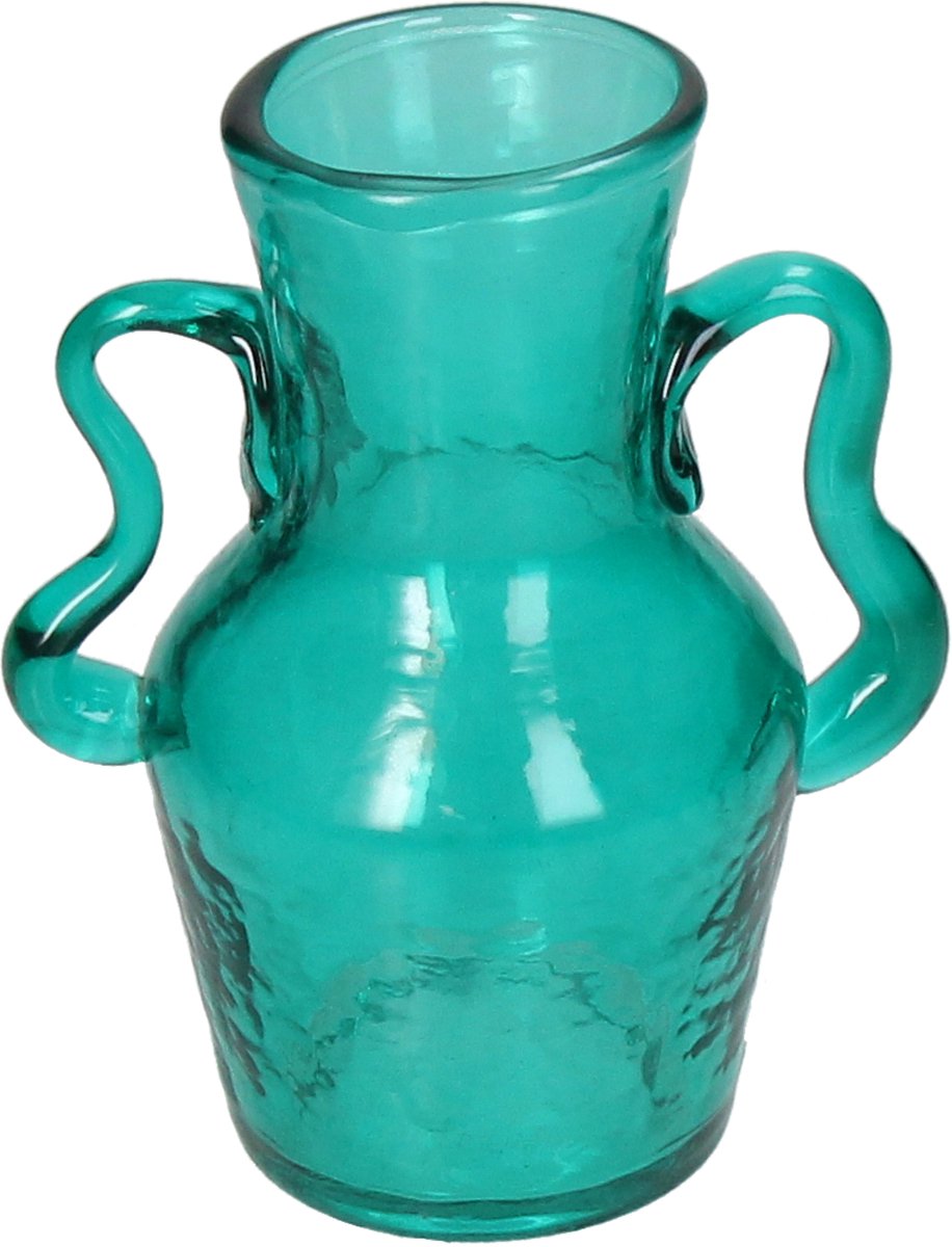HD Collection Vaas Glas Turkoois 11x11x13.5cm Turquoise