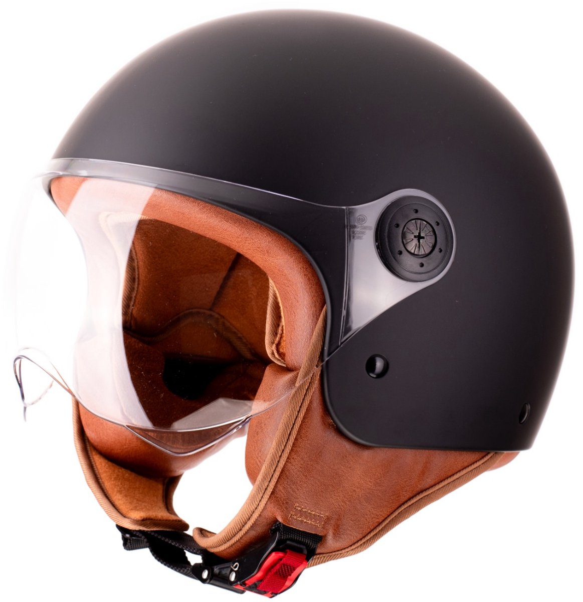 VINZ Duoro Elite Jethelm met Vizier | Scooterhelm & Motorhelm & Brommerhelm & Snorfietshelm | ECE 22.06 goedgekeurd | Lichtgewicht 1100 gram | Inclusief Opbergzak | Mat Zwart - L