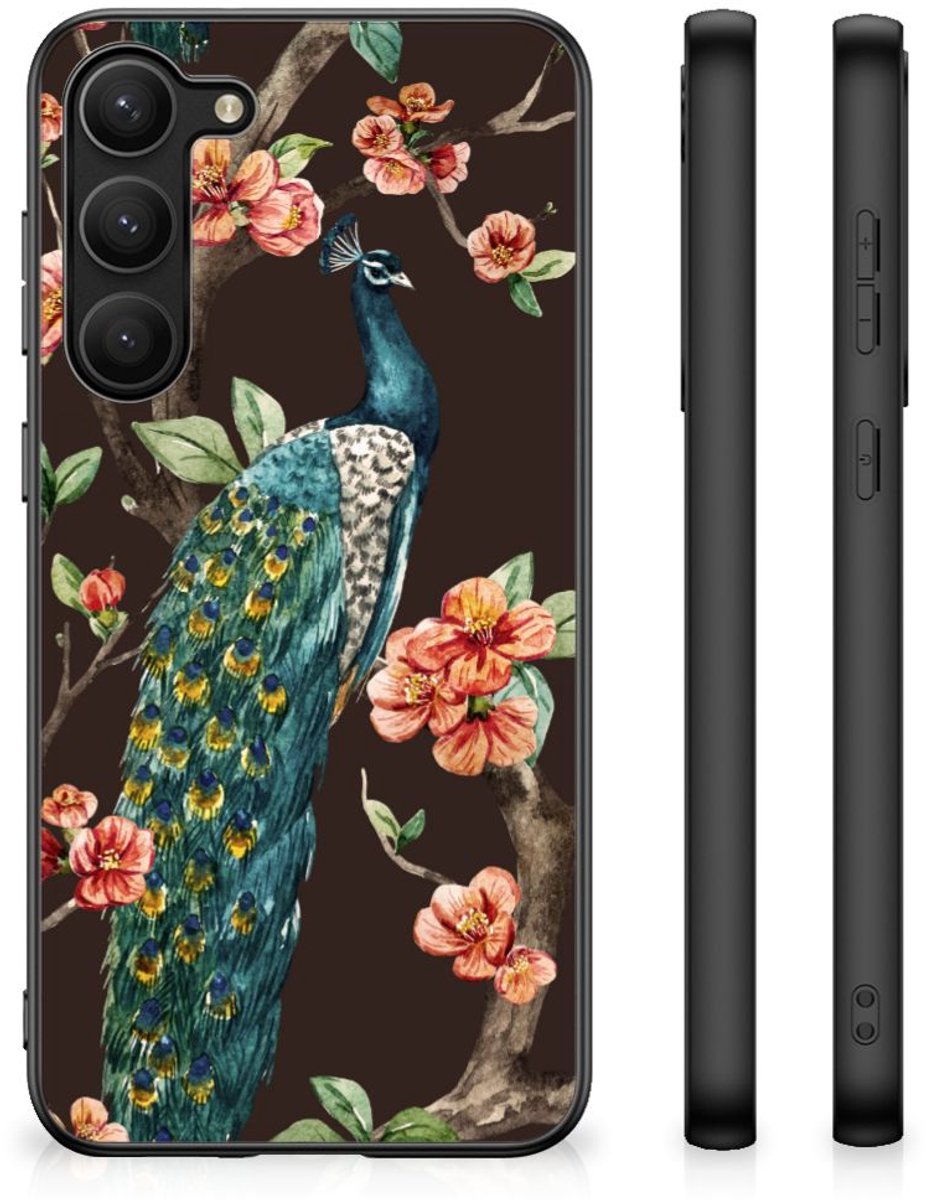 Samsung Galaxy S23 Plus Dierenprint Telefoonhoesje Pauw met Bloemen