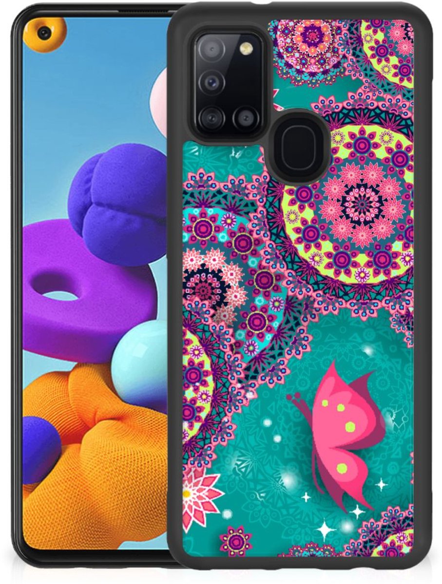 Back Cover voor Samsung Galaxy A21s Case Cirkels en Vlinders