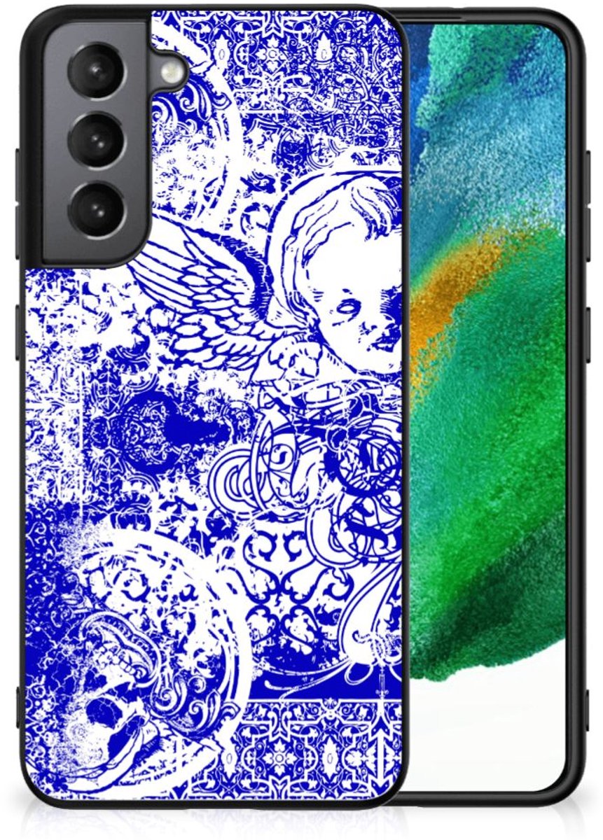 Telefoonhoesje Samsung Galaxy S21FE Angel Skull Blauw
