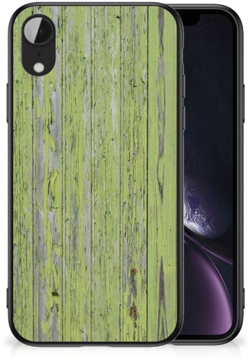 Apple iPhone XR Houten Print Telefoonhoesje Green Wood