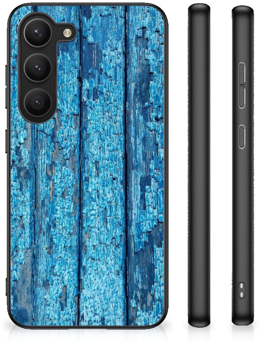 Samsung Galaxy S23 Houten Print Telefoonhoesje Wood Blue