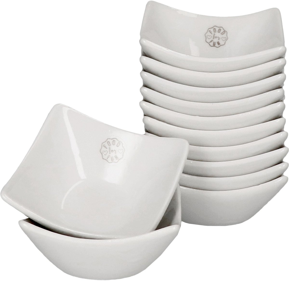 12 stuks tapasschaaltjes wit 7x7cm - 24303375