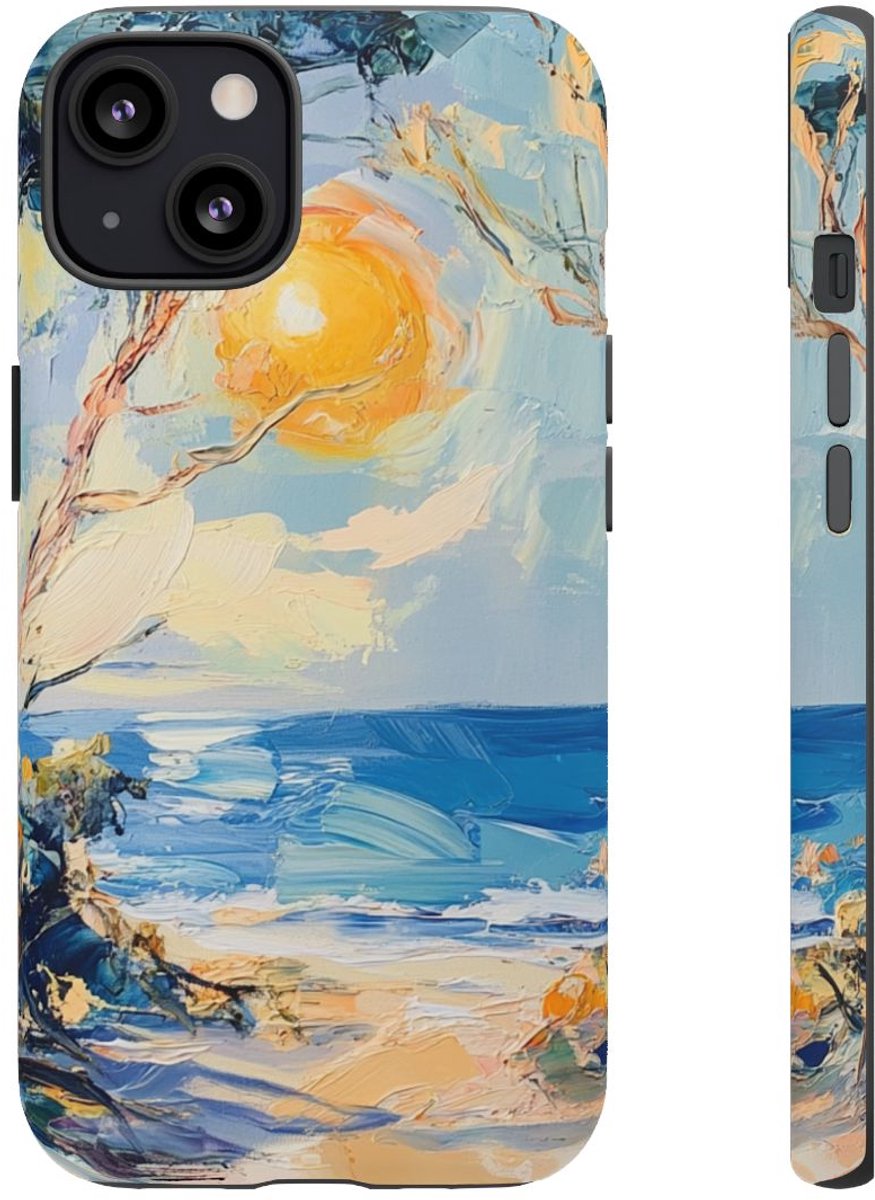 Zonnig Kustlandschap met Penseelstreken – Telefoonhoesje Geschikt voor iPhone 13