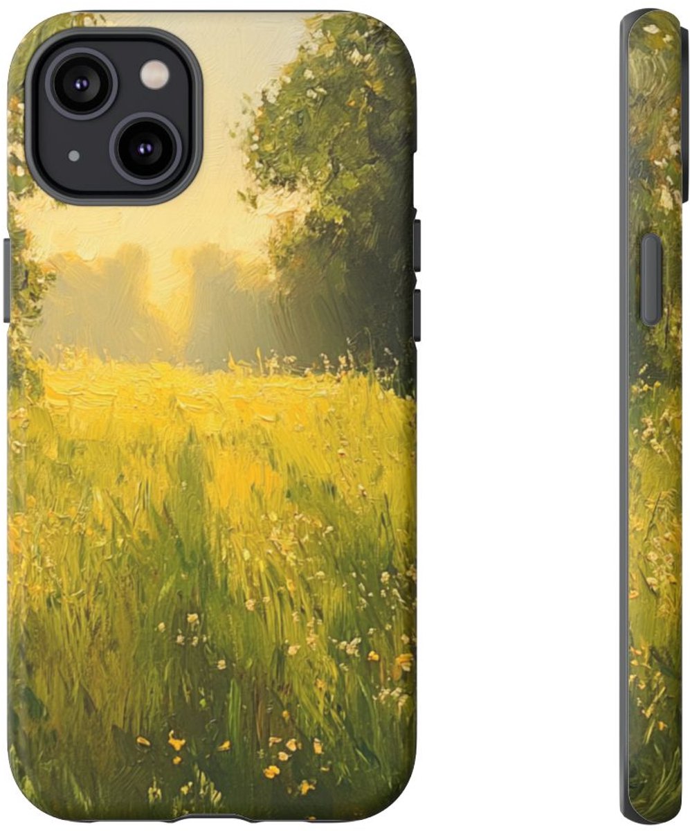 Zonnige Weide met Wilde Bloemen – Telefoonhoesje Geschikt voor iPhone 14 Plus