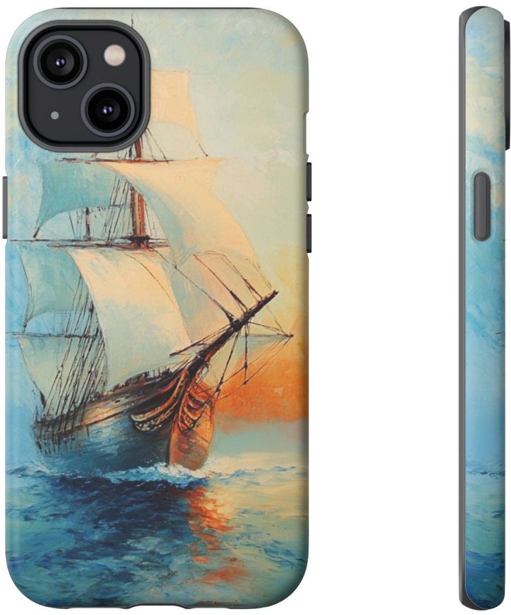 Schilderachtig Zeilschip op Zee – Telefoonhoesje Geschikt voor iPhone 14 Plus