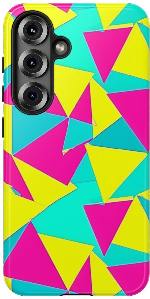 Neon Driehoekenpatroon – Telefoonhoesje Geschikt voor Samsung Galaxy S25