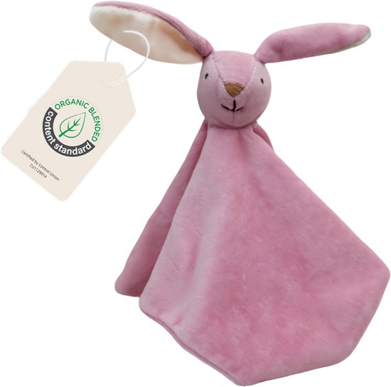 Cute since 1999 - Biologisch Knuffeldoekje - Ecru Konijn & Roze Konijn - Doudou - 2 stuks - 35 x 35 cm van Merkloos — afbeelding 3