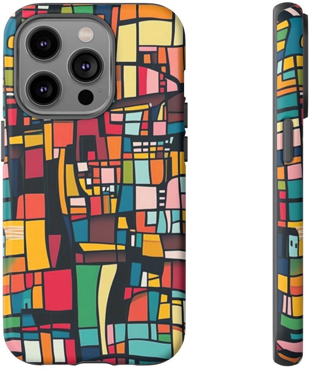 Abstract Kleurrijk Geometrisch Patroon – Telefoonhoesje Geschikt voor iPhone 14 Pro