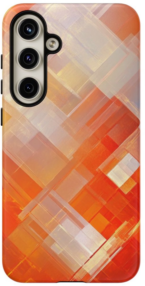 Abstract Oranje Geometrisch Patroon – Telefoonhoesje Geschikt voor Galaxy S24 Plus