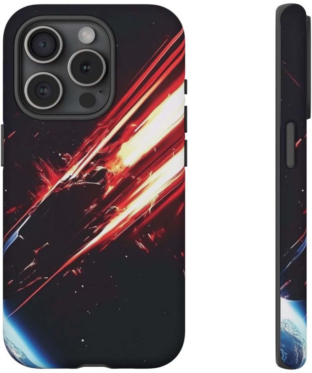 Vurige Meteoor in de Atmosfeer – Telefoonhoesje Geschikt voor iPhone 15 Pro