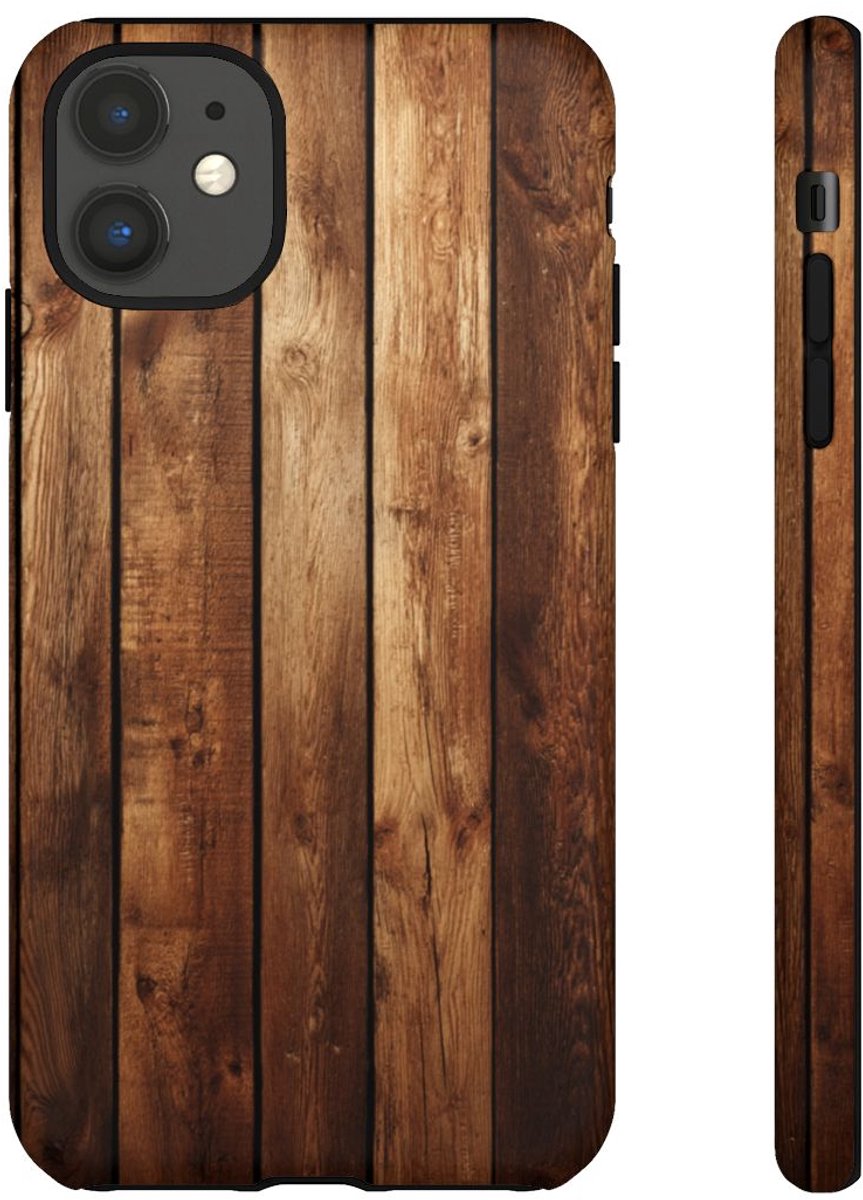 Rustieke Houten Plankenstructuur – Telefoonhoesje Geschikt voor iPhone 11
