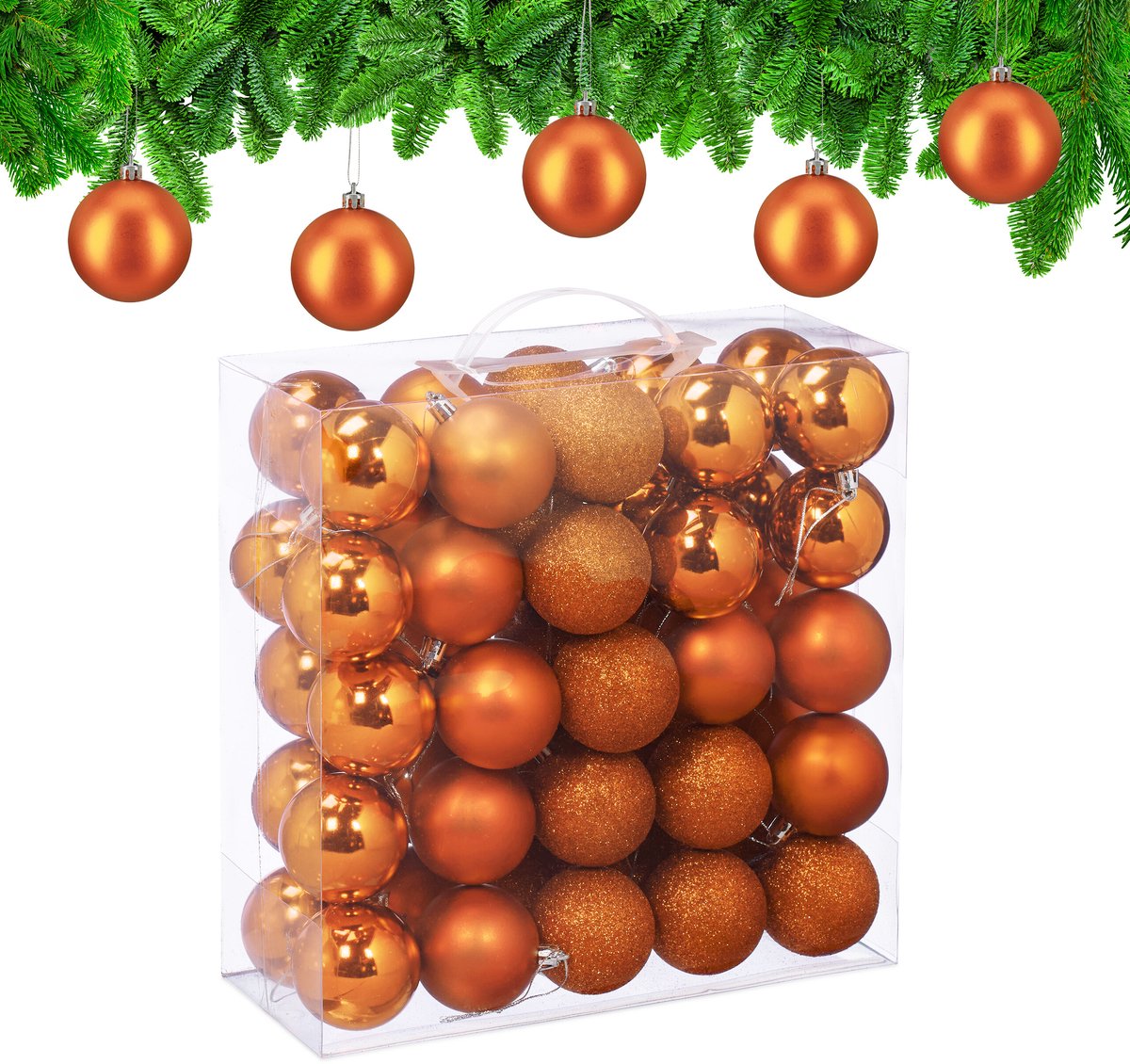 kerstballen set van 50 - Ø 6 cm - kunststof - onbreekbaar - oranje
