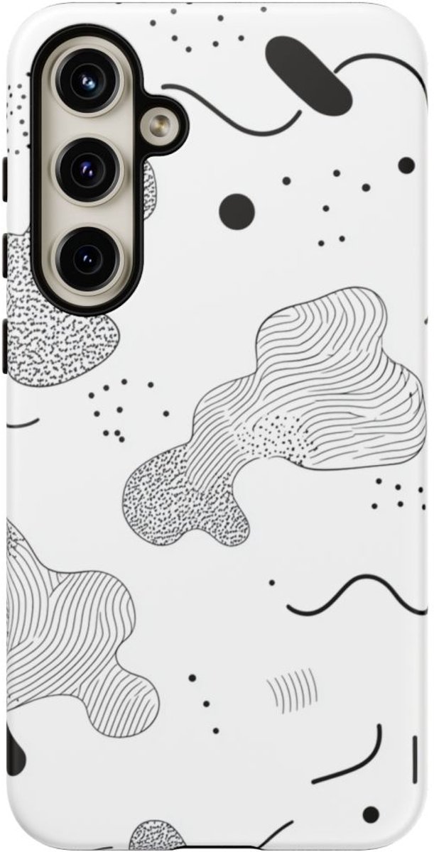 Abstract Zwart-Wit Minimalistisch Patroon – Telefoonhoesje Geschikt voor Galaxy S24 Plus