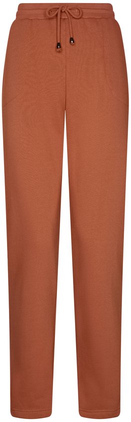 Bruine broek met trekkoord en zakken.