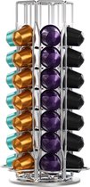 KitchenBrothers Koffiecups Houder - Capsulehouder - Geschikt voor Nespresso - 42 Cups - Cuphouder - Draaibaar - RVS