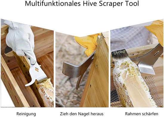 LATRAT imker gereedschap voor bijenkorf, imker gereedschap, imker stokbeitel gereedschap, imkerschraper, een uitstekend gereedschapsaccessoire voor imkers, zilver van LATRAT — afbeelding 4
