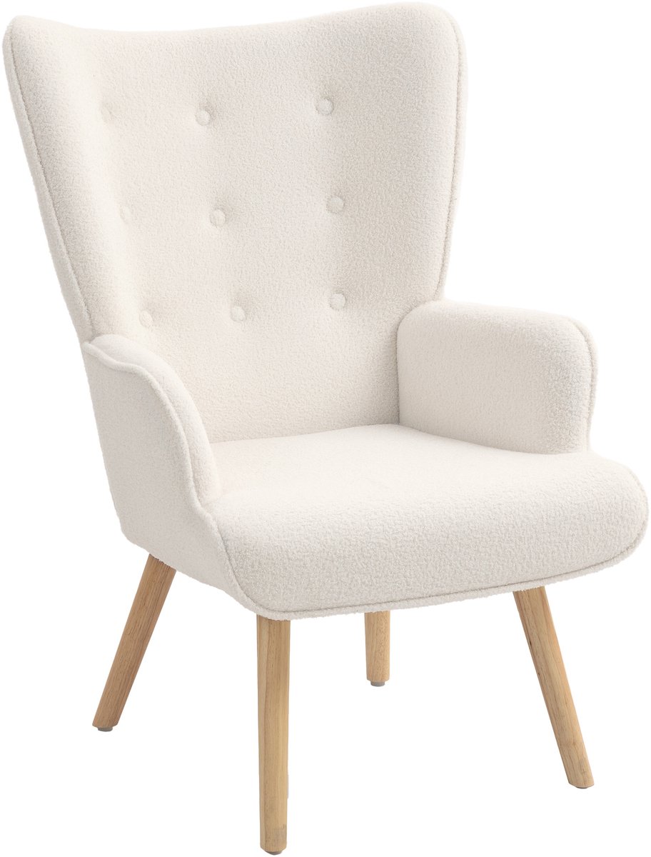 HOMCOM-Accentstoel-74x71x96cm-Toulette stof (100% polyester)-Beige