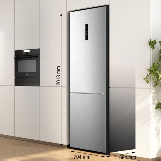 Gorenje NRK720CAXL4 Vrijstaande Koelvrieskast 495L No Frost LED Display 35dB Energieklasse C Grijs