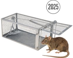 Rattenval – Voor binnen & buiten – Vangkooi met dubbele ingang – Muizenval – Diervriendelijk – Rattenkooi 31x17x13cm – Ongediertebestrijding zonder gif