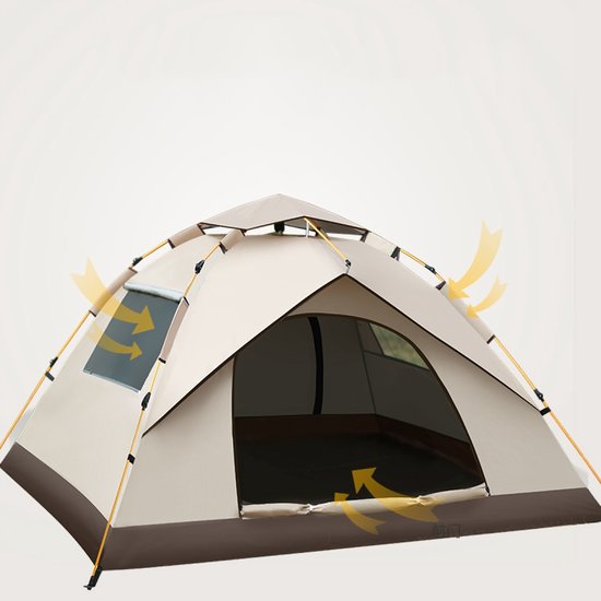 2-3 Persoons Buitentent - Kampeertent - Tent voor meerdere personen 210*150*125CM - Automatisch openend ontwerp - Met 2 gaasramen - Koepelstructuur - Waterdicht en UV-bestendig