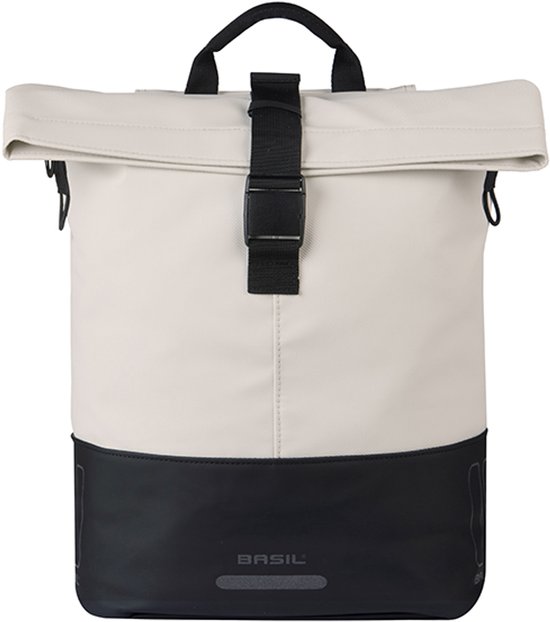 Basil Cove - Enkele fietstas - 14-16 Liter - Waterafstotend - Reflectie details - Gerecycled materiaal - MIK Hooks - wit/zwart
