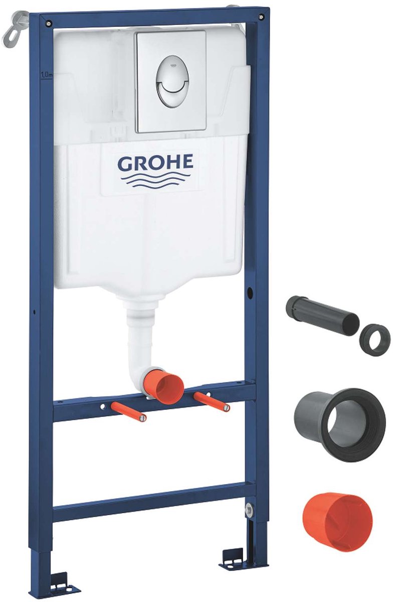 Grohe Rapid SL - Voorwandinstallatie voor hangende toilet, bedieningsknop Skate Air, chrom 39442000