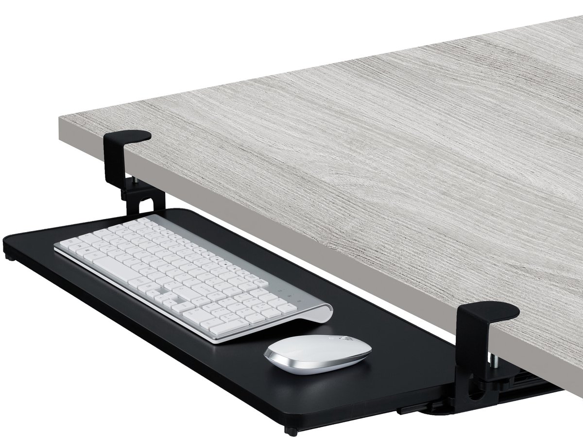 toetsenbordlade - 65 x 24 cm - uitschuifbaar - klembaar - tot 15 kg - zwart