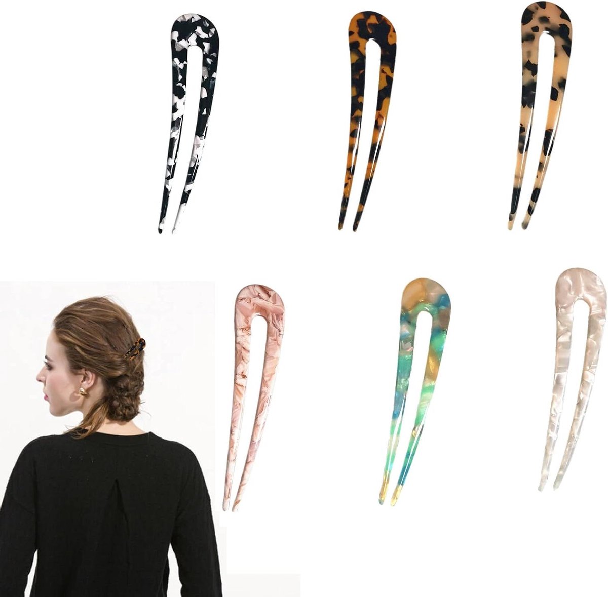 ByShane - Voor Dames - Set van 6 Chignon Pins - Franse Stijl - Haar Modellering Accessoires