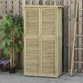 Pugsdrly Tuinkast van hout Gereedschapsschuur Tuinhuisje met asfalten dak Lamellendeur Gereedschapskast Schuur Tuin 4 vakken Grijs 87 x 46,5 x 160 cm