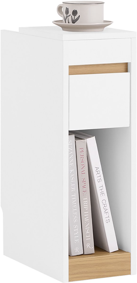 SoBuy Nachtkastje, voor woonkamer, slaapkamer FBT163-WN Wit, Naturel