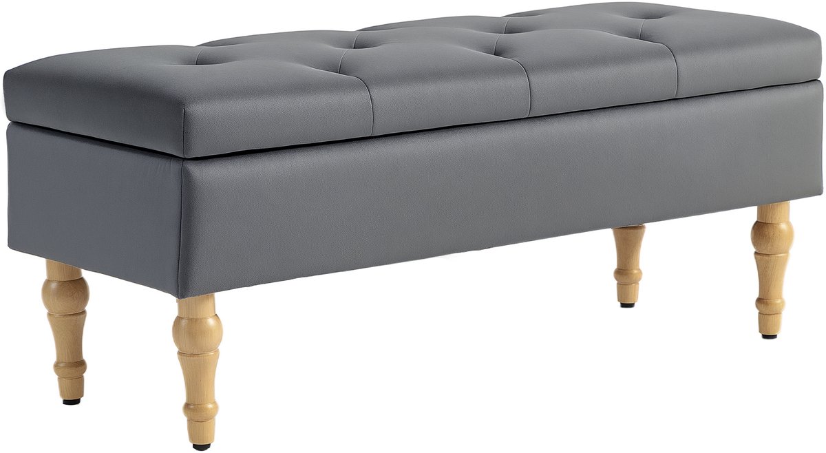 HOMCOM-Opbergpoef-Polyester-102x38x41cm-Donkergrijs