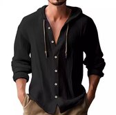 Linnen shirt met capuchon - Licht oversized - Lange mouwen - Blouse - Zomer