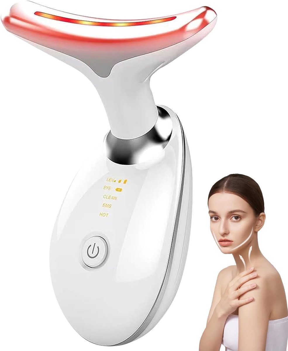 Nek- en gezichtsmassager, multifunctionele gezichtsmassager, wit - Gezichtscontouringtools