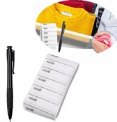 Étiquettes nominatives pour vêtements d'enfants - Vêtements lavables - Étiquettes thermocollantes - Étiquettes pour vêtements - Set nominatives pour textiles - Lot de 200 étiquettes avec stylo - 5,5 x 1,5 cm - blanc