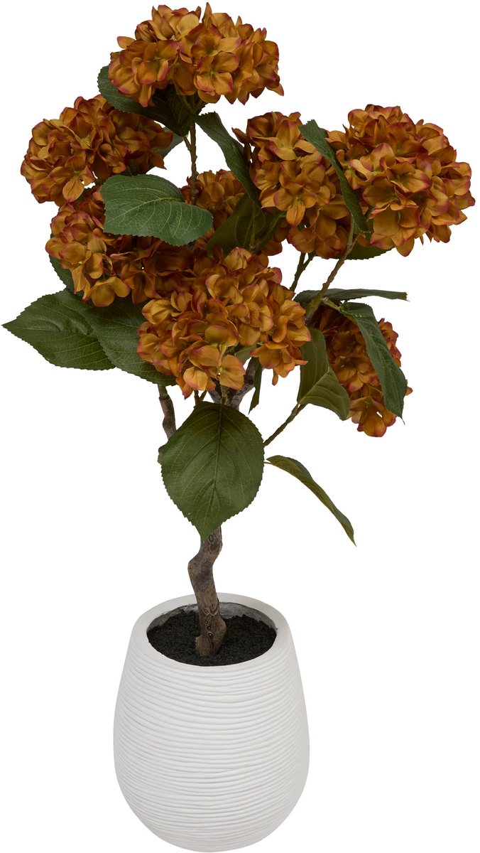 Atmosphera Kunstplant Hortensia met keramische pot - Ø40xH100cm - Amber Wit