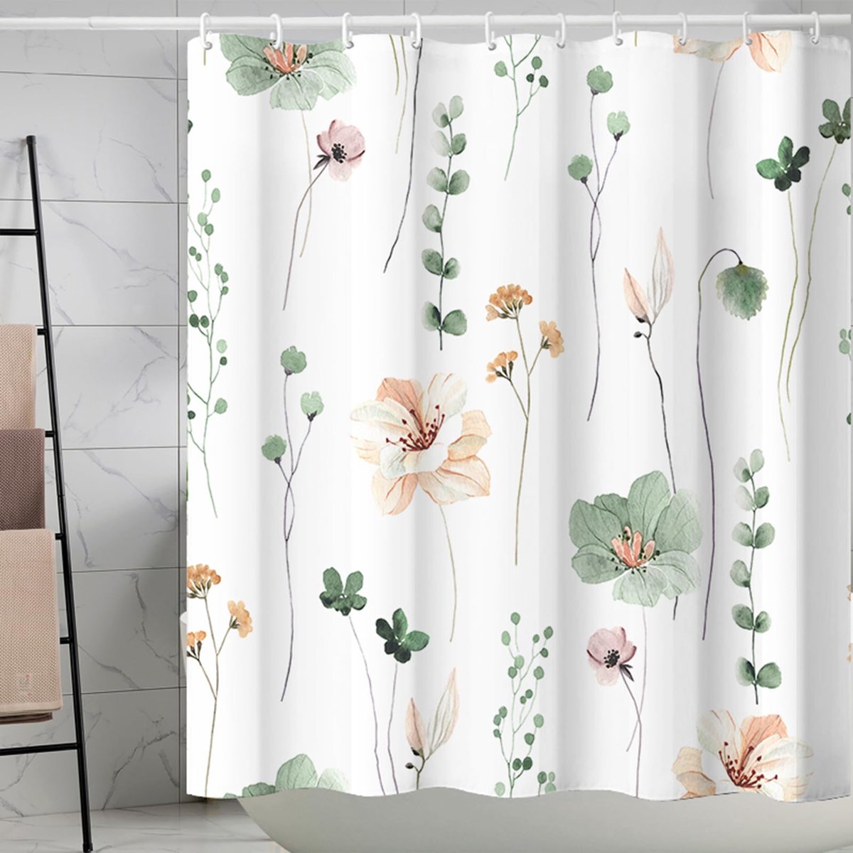 Ibenzoa® Stijlvol Douchegordijn met Bloemen en Plantenpatroon voor Luxe Badervaring