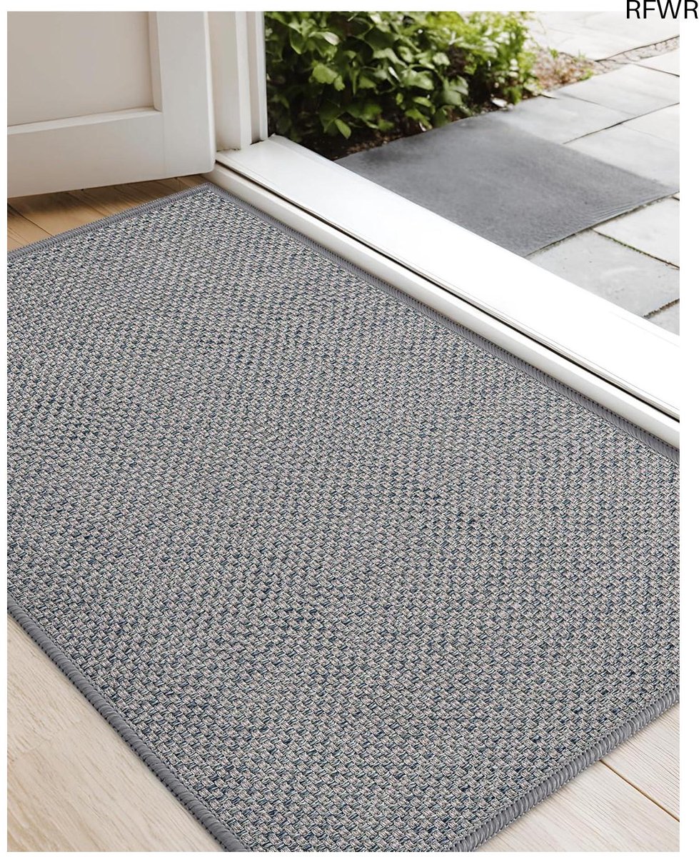 RFWR Antislip, absorberende deurmat voor binnen - wasbaar en duurzaam - ideaal voor entree en huisdieren Light Grey