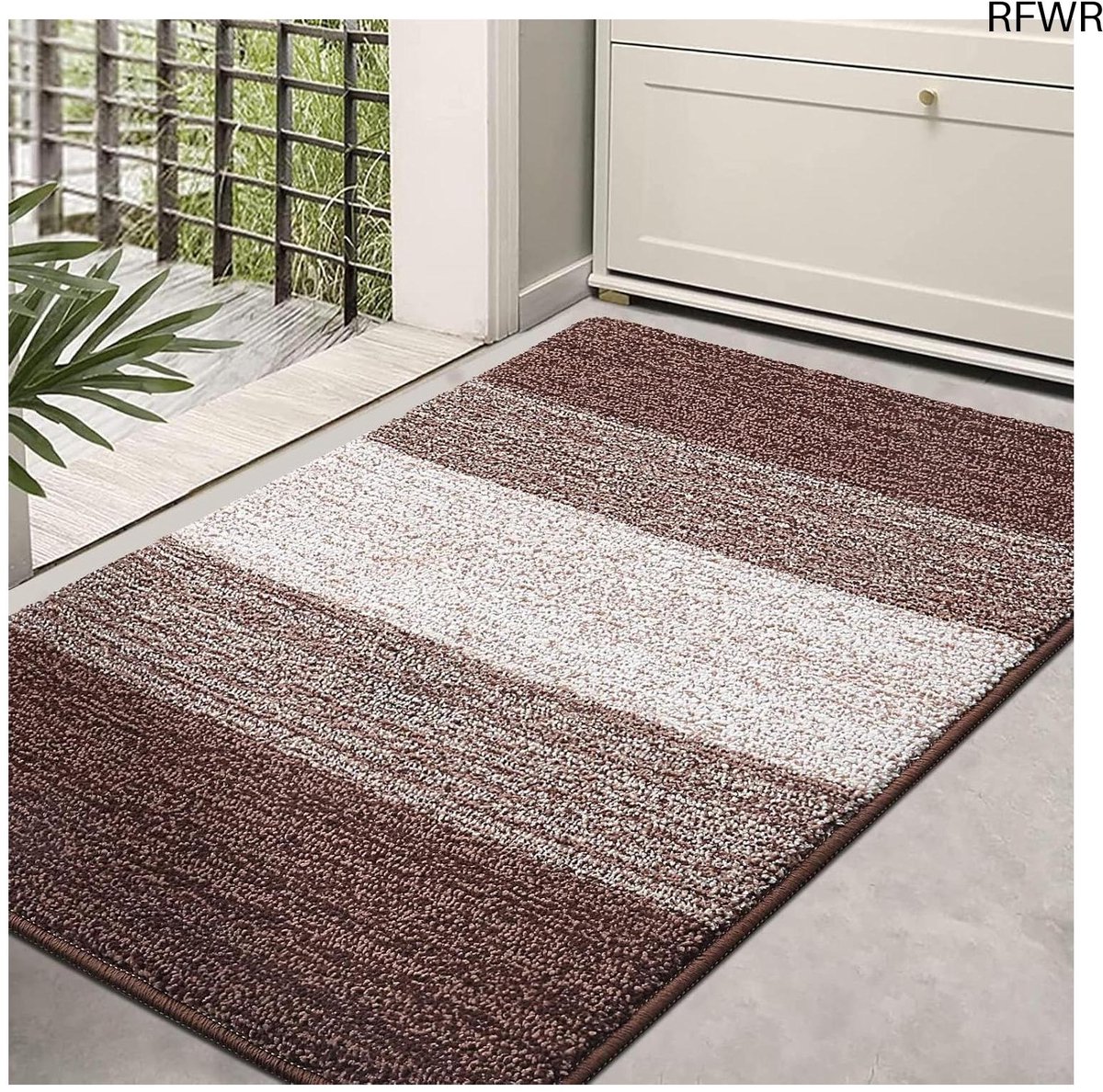 RFWR Zachte en Absorberende Deurmat voor Binnen - Machinewasbare Antislip Vloermat (60 x 90 cm, Bruin)