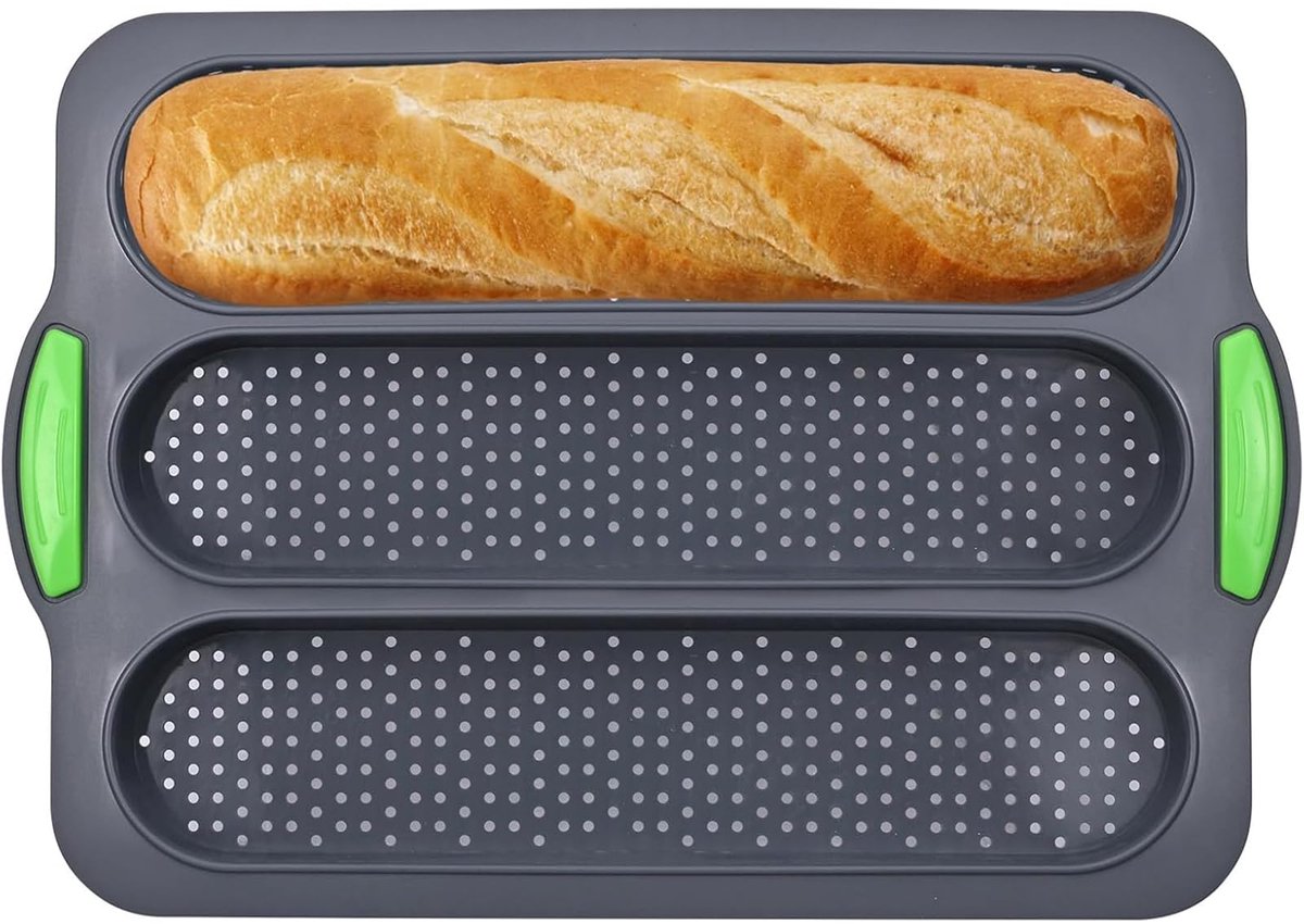 Ibenzoa® Baguettevorm van siliconen met drie sleuven voor perfect gebakken stokbrood en meer