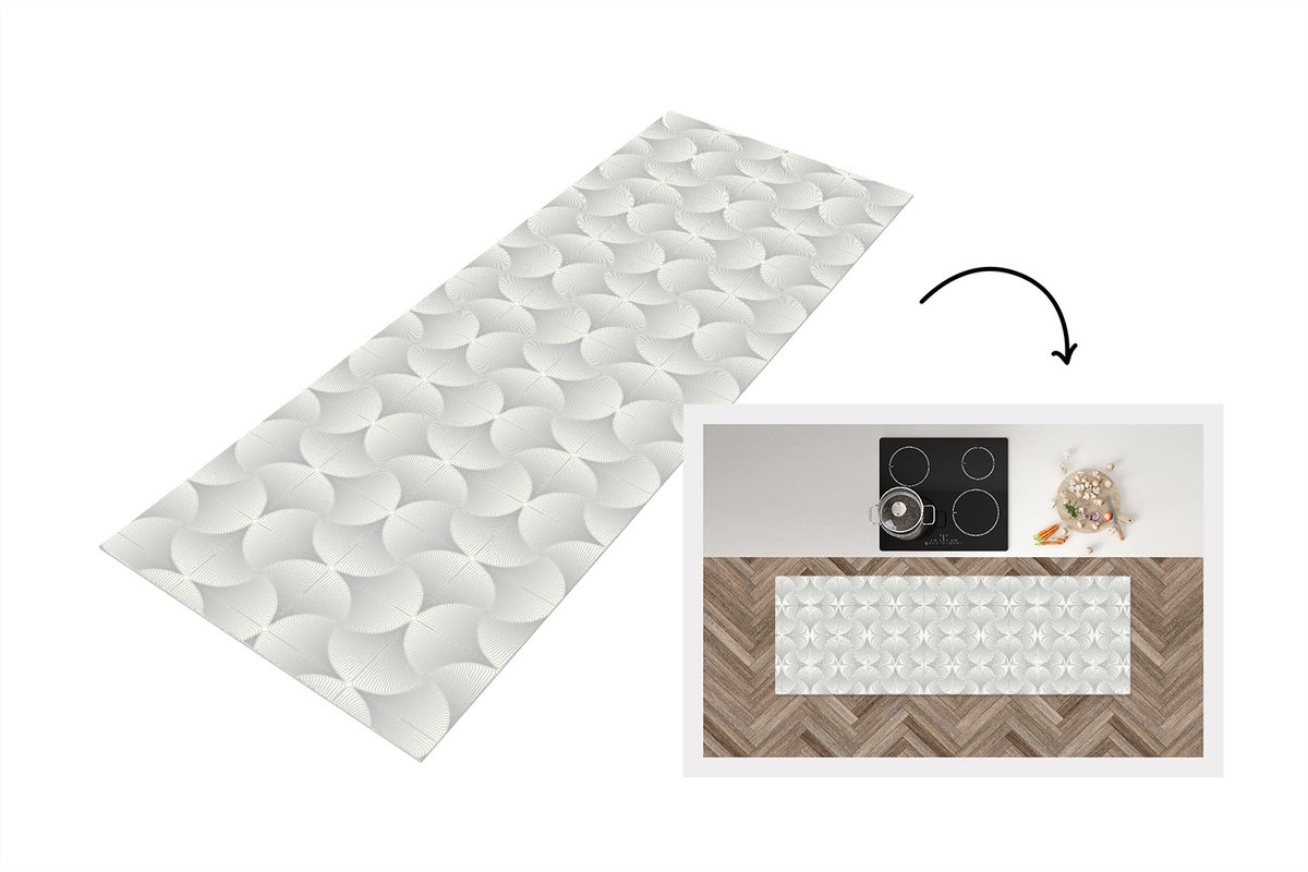 KitchenYeah Keukenloper - Keukenmat vinyl Patronen - Zilver - Retro - Keukenmatten loper - Keuken vloerkleed tapijt, foto 5