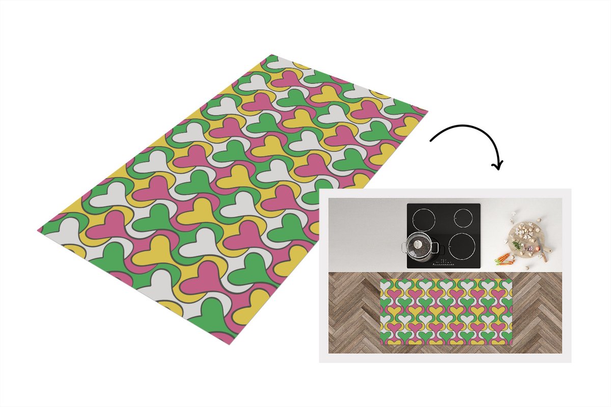 KitchenYeah Keukenloper 120x60 cm - Keukenmat vinyl Hart - Retro - Patronen - Keukenmatten loper - Keuken vloerkleed tapijt