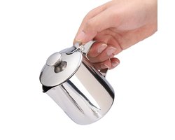 Ibenzoa® Stijlvolle RVS Melkschuimkan met Deksel voor Cappuccino en Latte Koffie 350 ml